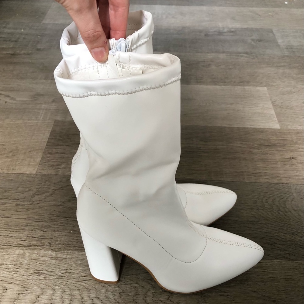 1960’s Style White Heeled Sock Boot